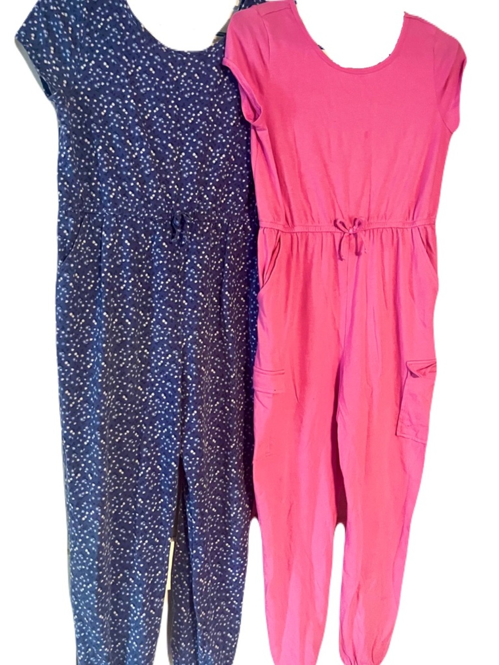 wonder nation Short-Sleeve Drawstring Waist Jumpsuits with Cargo Pockets